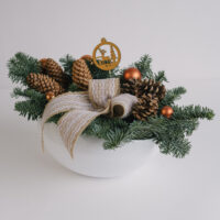 Aranjament de Craciun Cu Brad In Vas Ceramic Alb