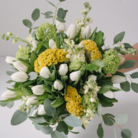 buchet diafan din lalele albe
